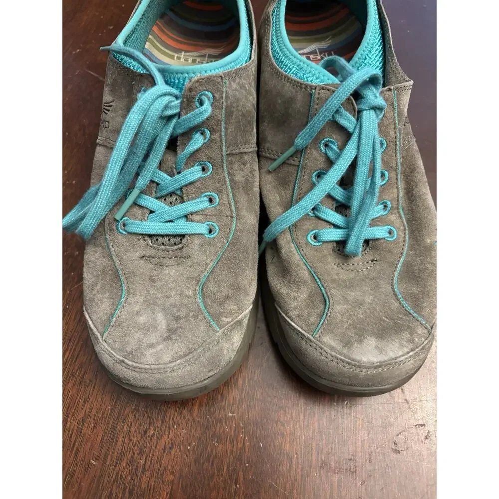 Dansko Elise Suede Comfort Shoes 39 Gray Turquoise 4401952000 US 8.5